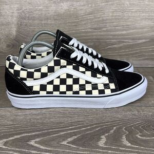Vans Old Skool Black Suede White Checkerboard Canvas Men’s Sz 9  Low Sneaker
